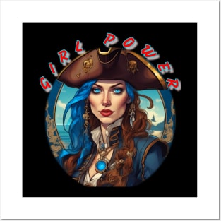 Girl power, stunning blue eyed pirate wench Posters and Art